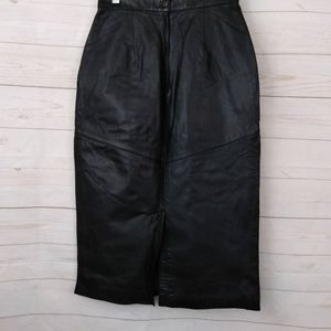 Evan Davies Peties Black Nappa Leather Pencil Skirt 6